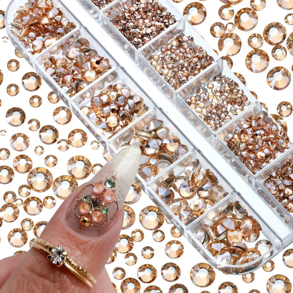 Nail Gems Kit 2400pcs: Sparkling Rhinestones with Organizer