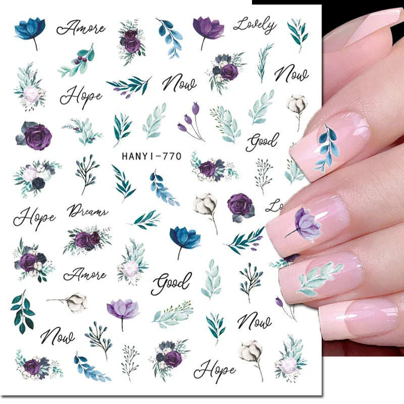 3D Nail Art Decals: Vintage Roses & Butterflies Stickers