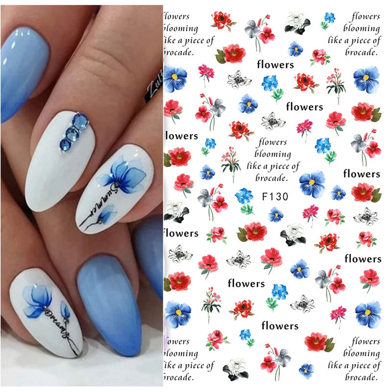 3D Nail Art Decals: Vintage Roses & Butterflies Stickers