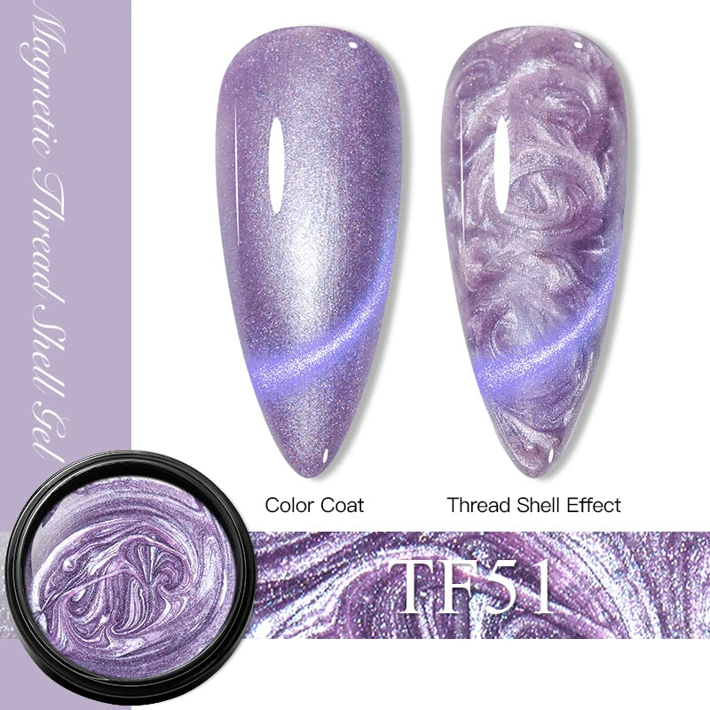 3D Thread Shell Gel Nail Polish - White, Pink, Purple Pearl