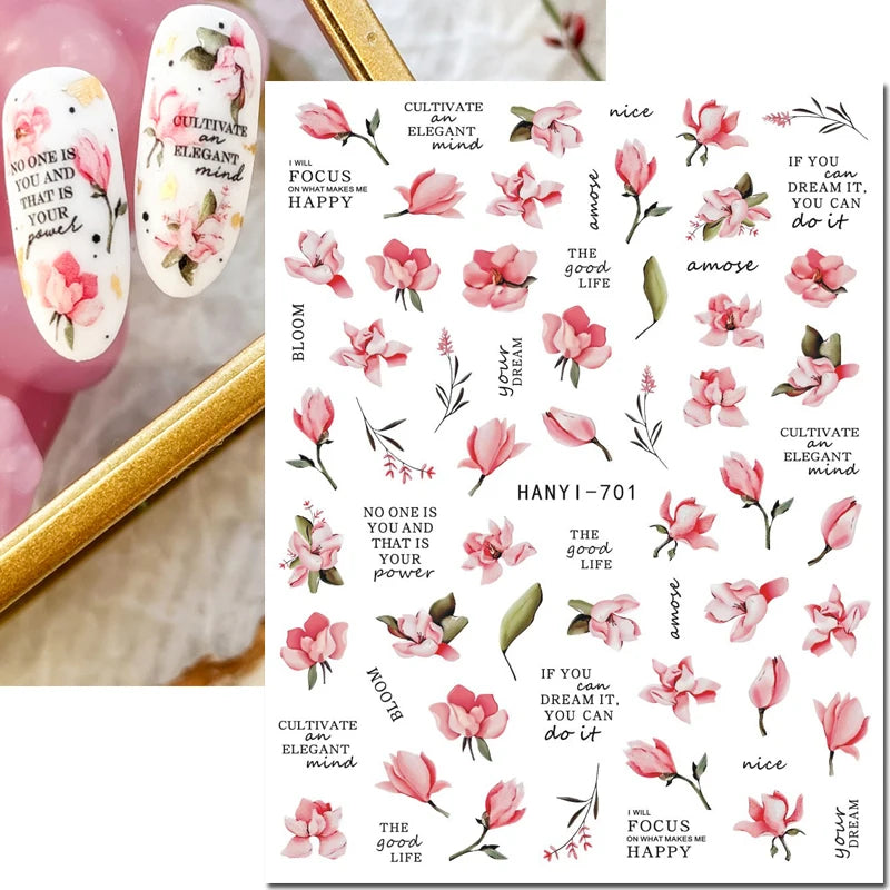 3D Nail Art Decals: Vintage Roses & Butterflies Stickers