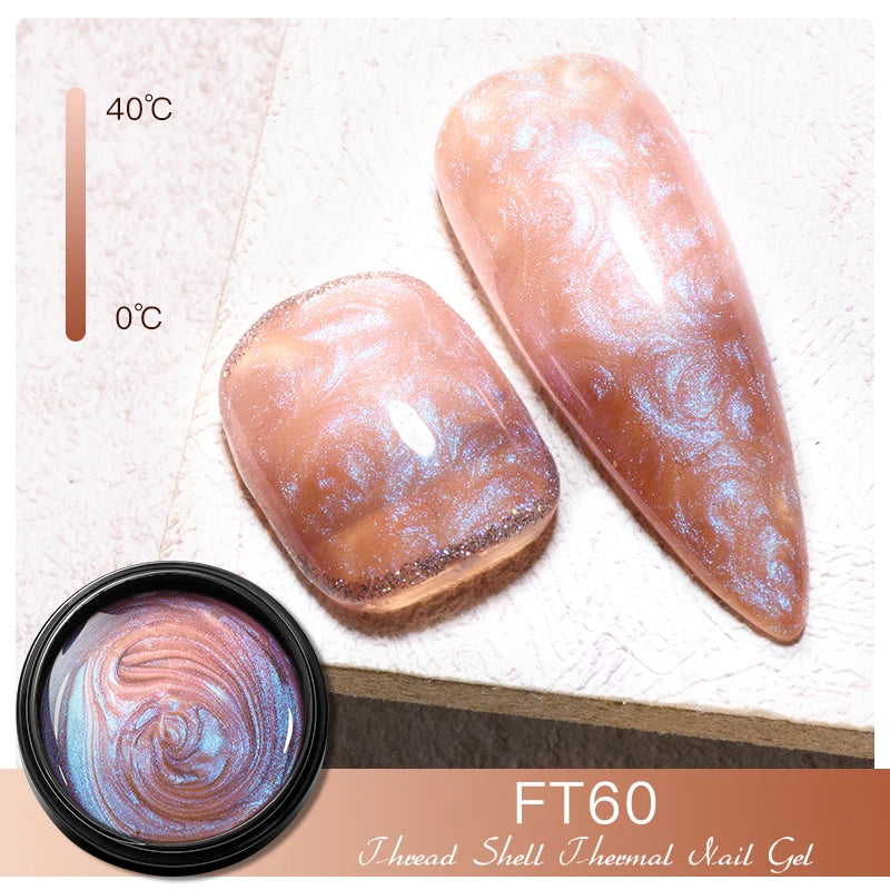 3D Thread Shell Gel Nail Polish - White, Pink, Purple Pearl