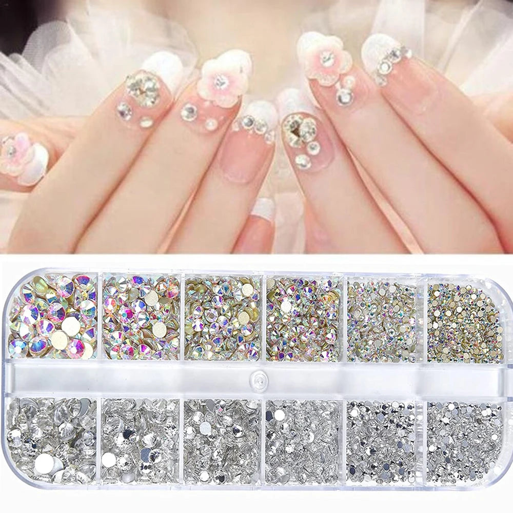 Nail Gems Kit 2400pcs: Sparkling Rhinestones with Organizer