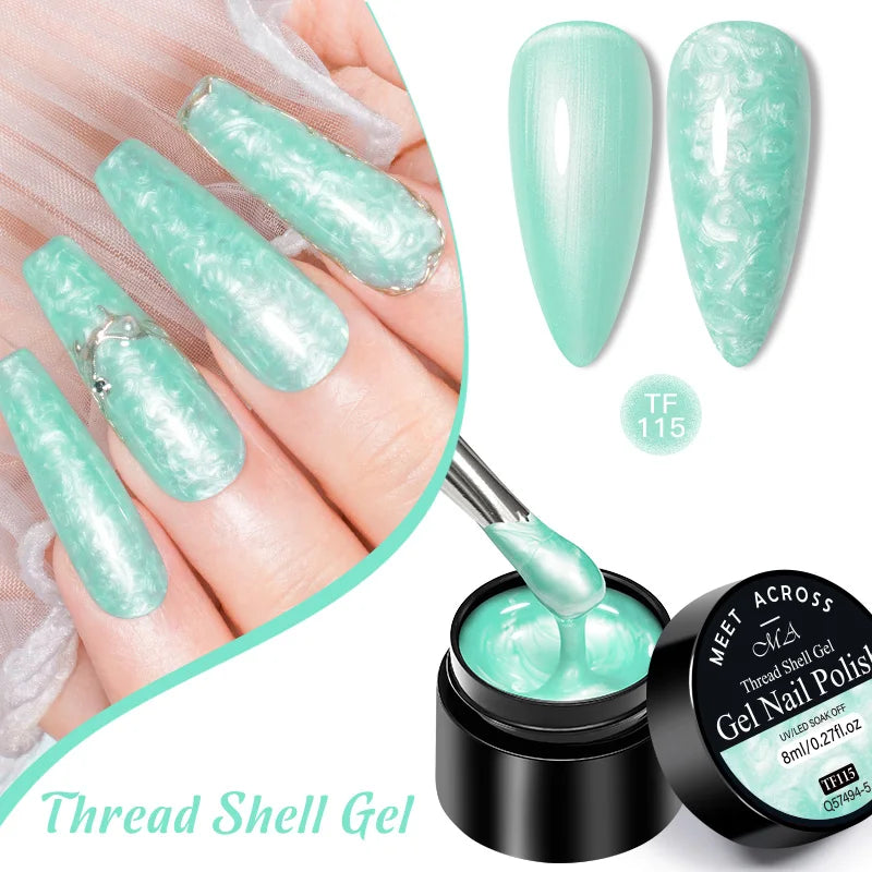 3D Thread Shell Gel Nail Polish - White, Pink, Purple Pearl
