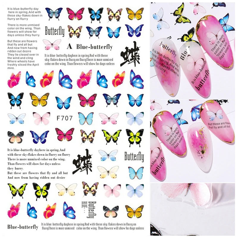 3D Nail Art Decals: Vintage Roses & Butterflies Stickers