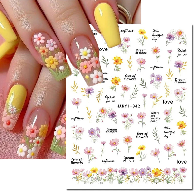 3D Nail Art Decals: Vintage Roses & Butterflies Stickers