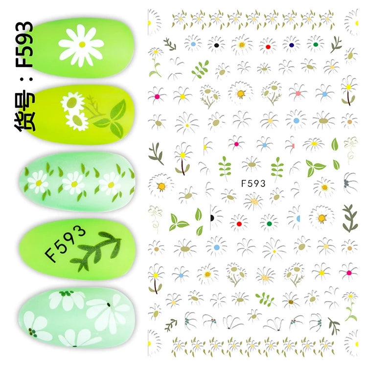 3D Nail Art Decals: Vintage Roses & Butterflies Stickers