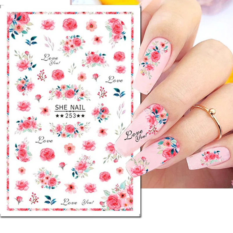3D Nail Art Decals: Vintage Roses & Butterflies Stickers