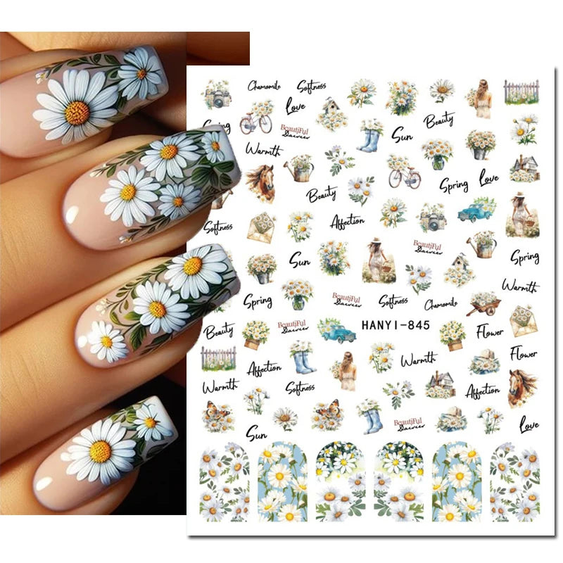3D Nail Art Decals: Vintage Roses & Butterflies Stickers
