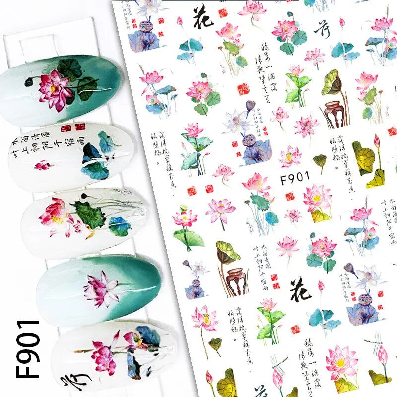 3D Nail Art Decals: Vintage Roses & Butterflies Stickers