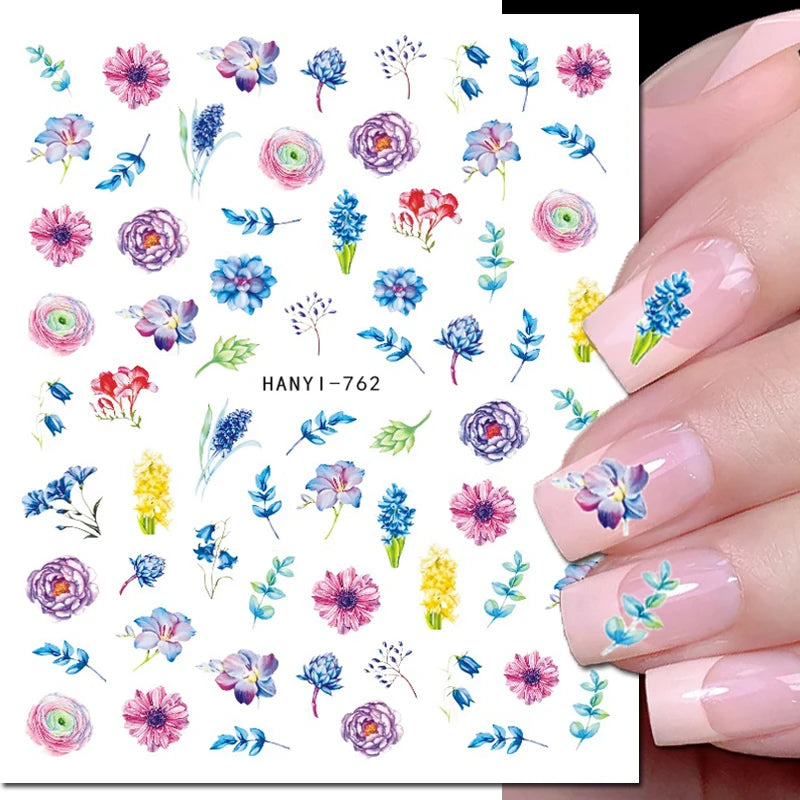 3D Nail Art Decals: Vintage Roses & Butterflies Stickers