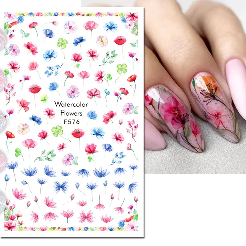 3D Nail Art Decals: Vintage Roses & Butterflies Stickers