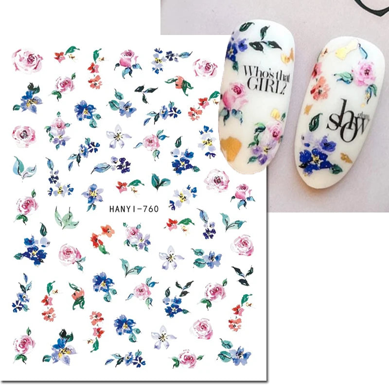 3D Nail Art Decals: Vintage Roses & Butterflies Stickers