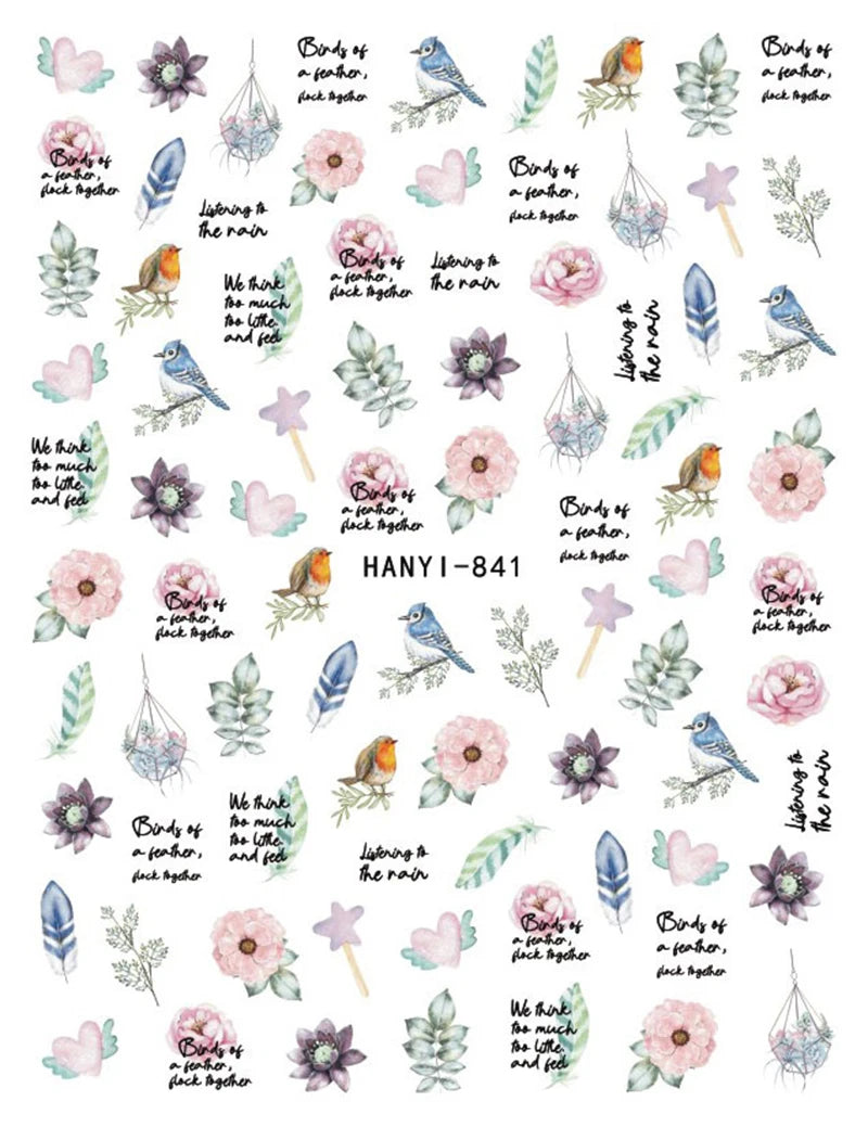 3D Nail Art Decals: Vintage Roses & Butterflies Stickers
