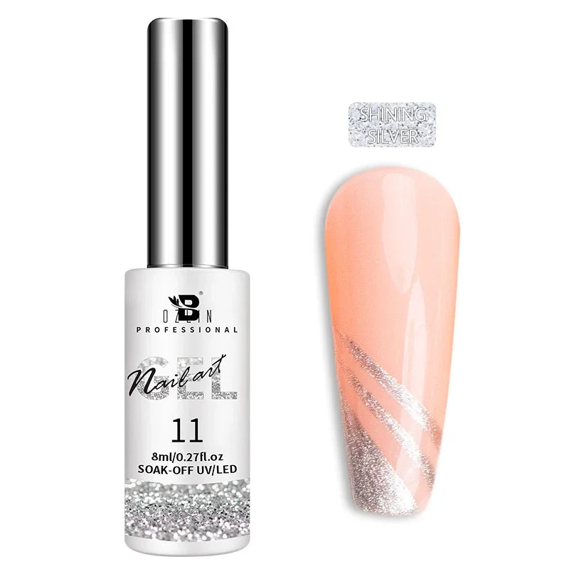 Gel Nail Polish Metallic Liner Gel: Gold & Silver Chrome Nail Polish