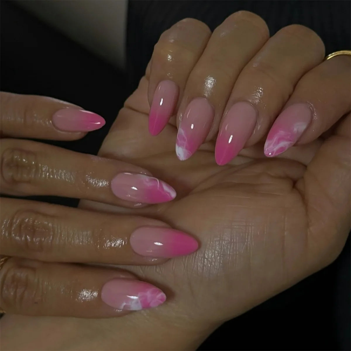 Long Stiletto Almond False Nails - 24Pcs with Glue