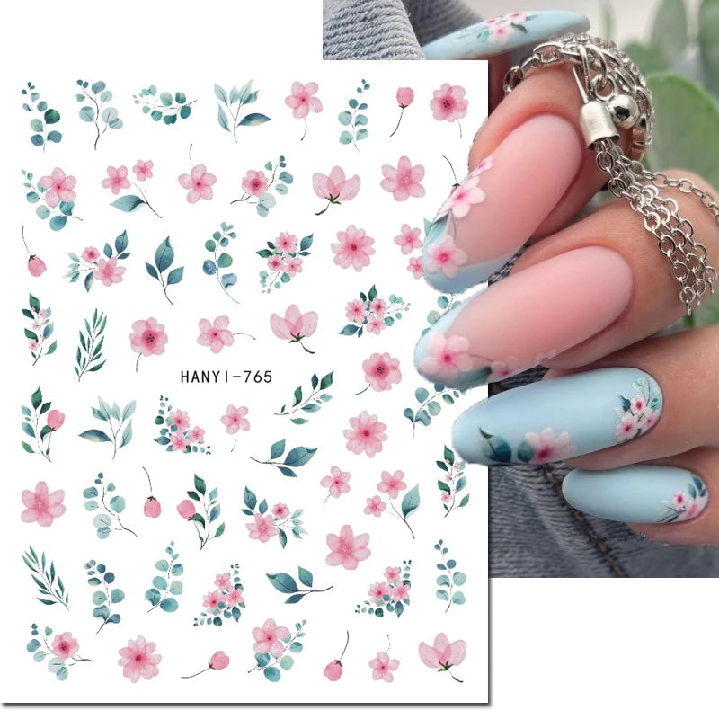 3D Nail Art Decals: Vintage Roses & Butterflies Stickers