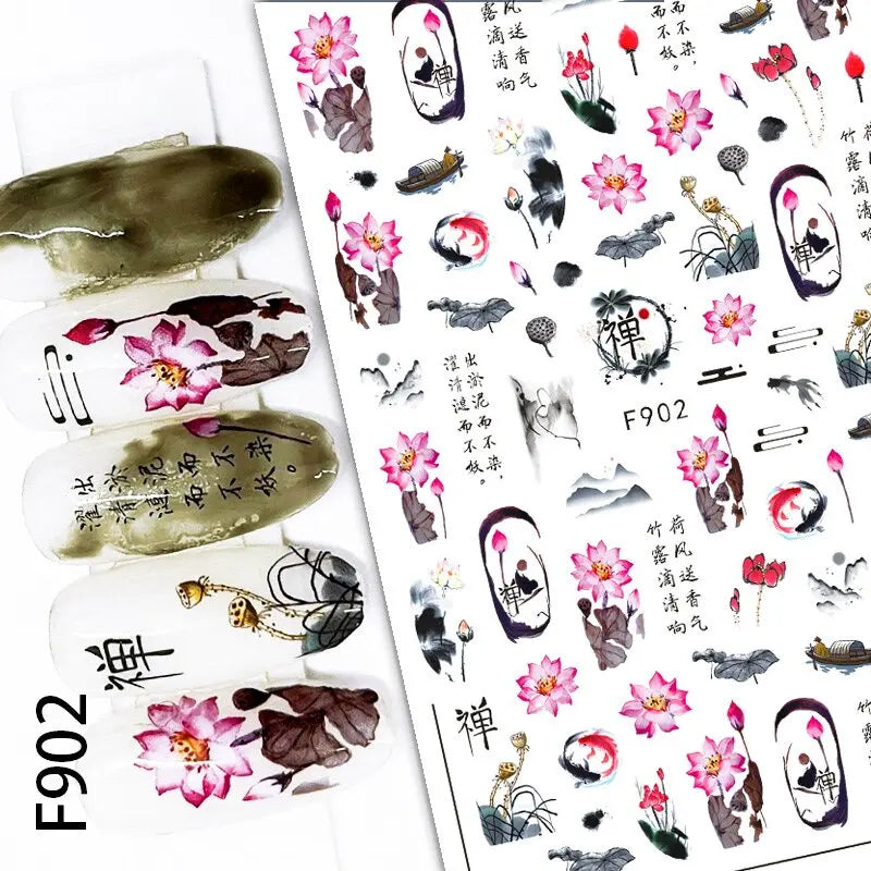 3D Nail Art Decals: Vintage Roses & Butterflies Stickers