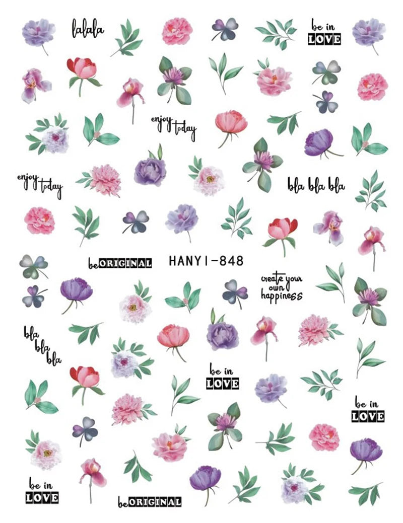 3D Nail Art Decals: Vintage Roses & Butterflies Stickers