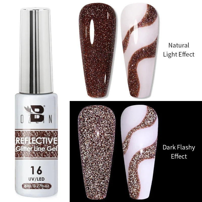 Gel Nail Polish Metallic Liner Gel: Gold & Silver Chrome Nail Polish