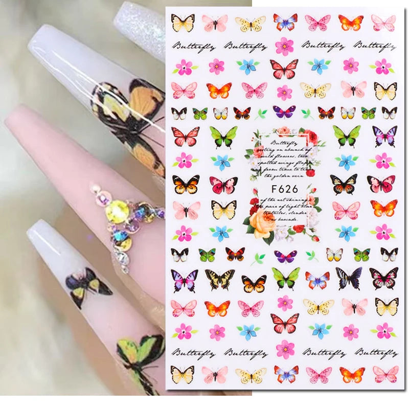 3D Nail Art Decals: Vintage Roses & Butterflies Stickers