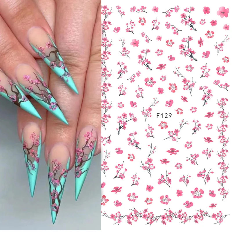 3D Nail Art Decals: Vintage Roses & Butterflies Stickers