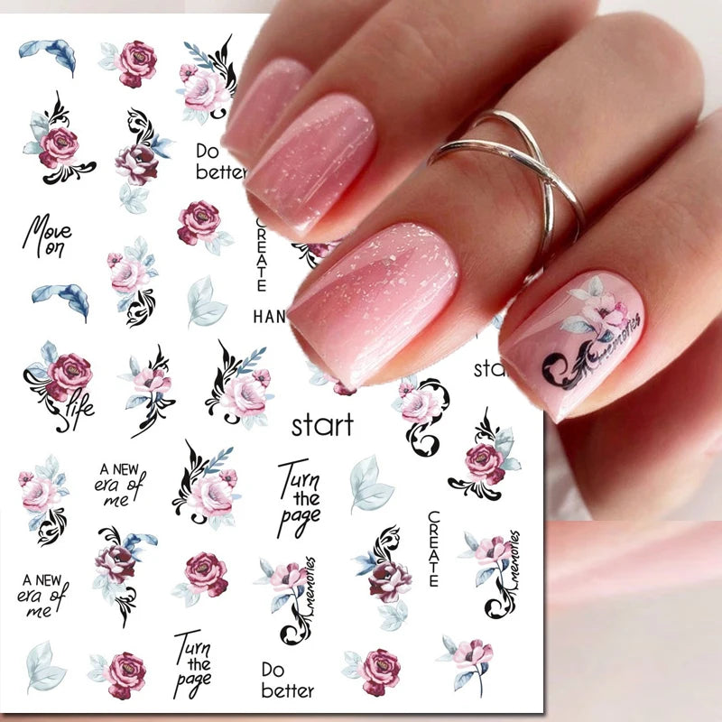 3D Nail Art Decals: Vintage Roses & Butterflies Stickers