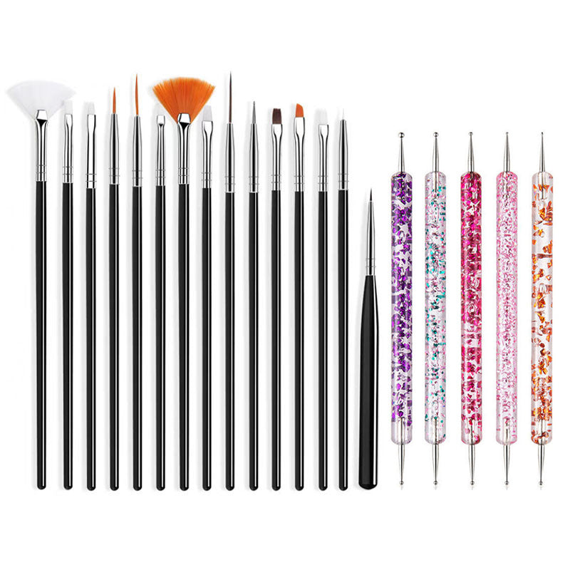 Nail Art Brush Set: 5/20Pcs Dotting & Painting Tools