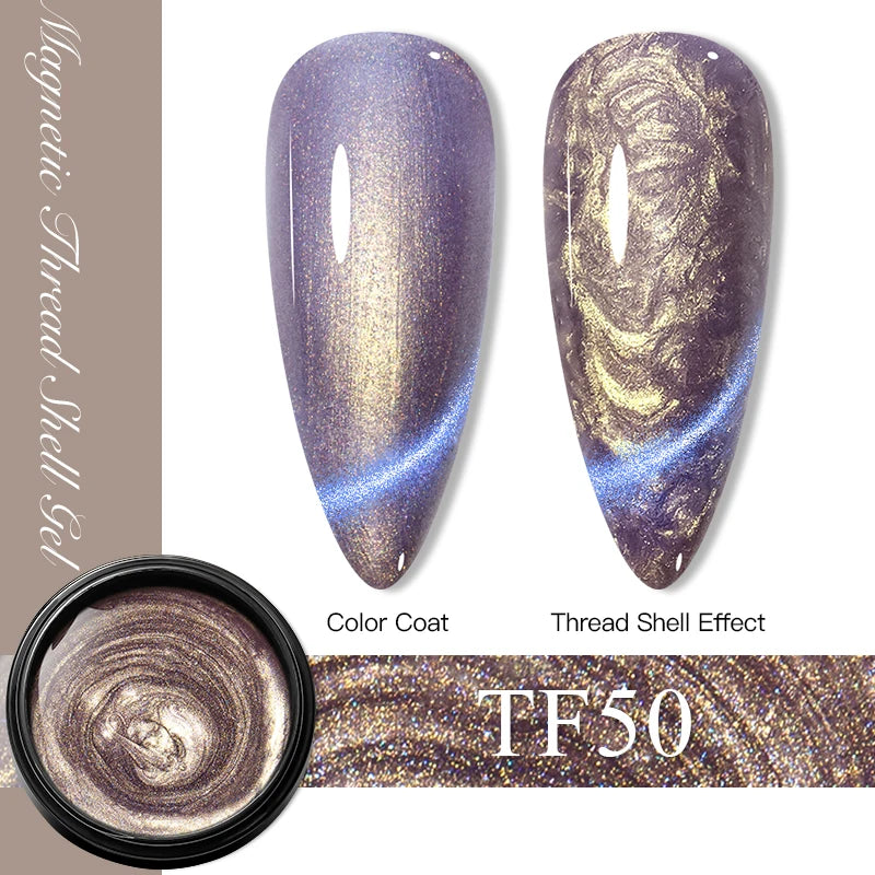 3D Thread Shell Gel Nail Polish - White, Pink, Purple Pearl