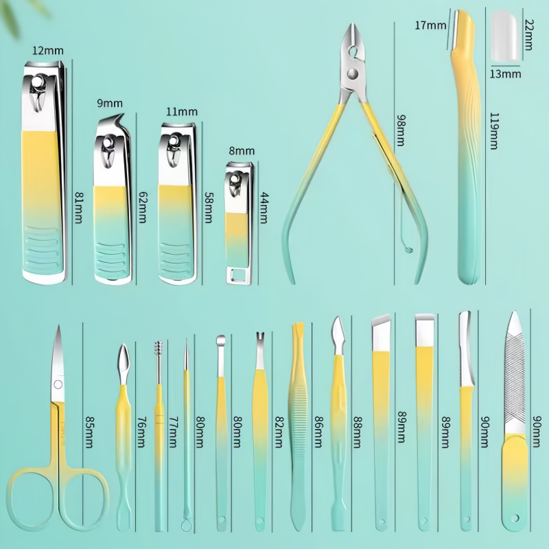 Manicure Kit: Colorful Stainless Steel - 30pcs Grooming Set