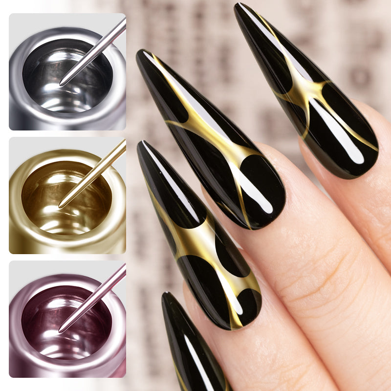 Gel Nail Polish Metallic Liner Gel: Gold & Silver Chrome Nail Polish
