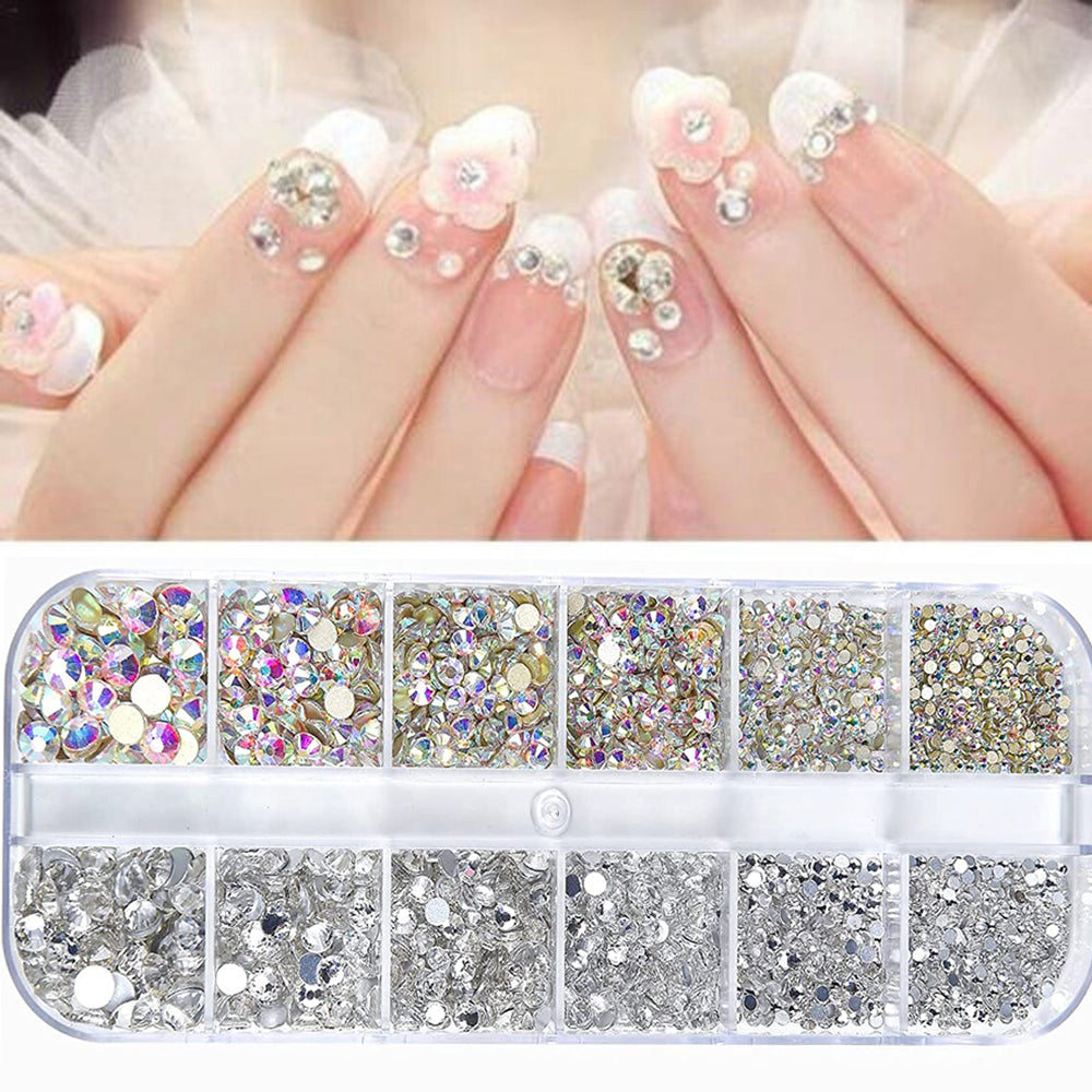 Nail Gems Kit 2400pcs: Sparkling Rhinestones with Organizer