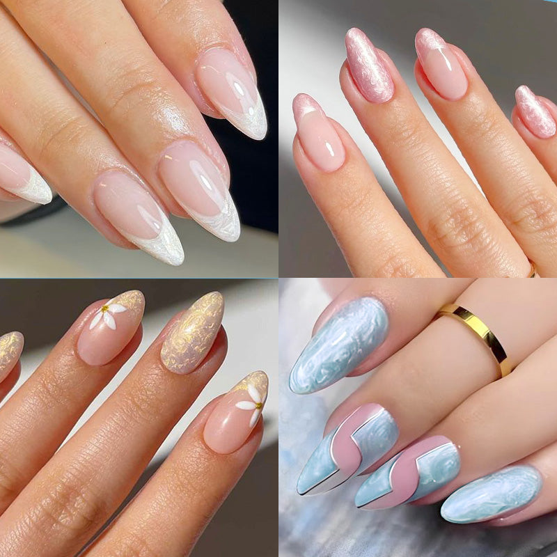 3D Thread Shell Gel Nail Polish - White, Pink, Purple Pearl