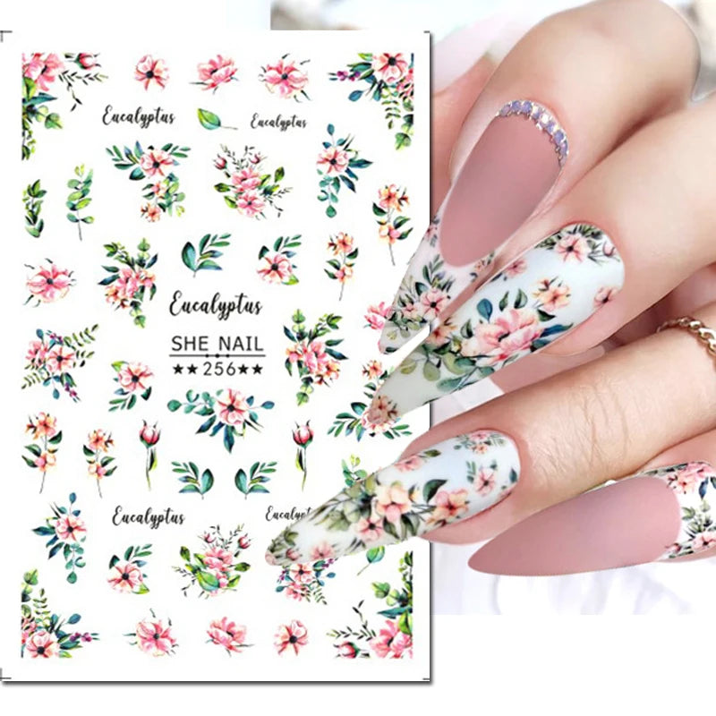 3D Nail Art Decals: Vintage Roses & Butterflies Stickers