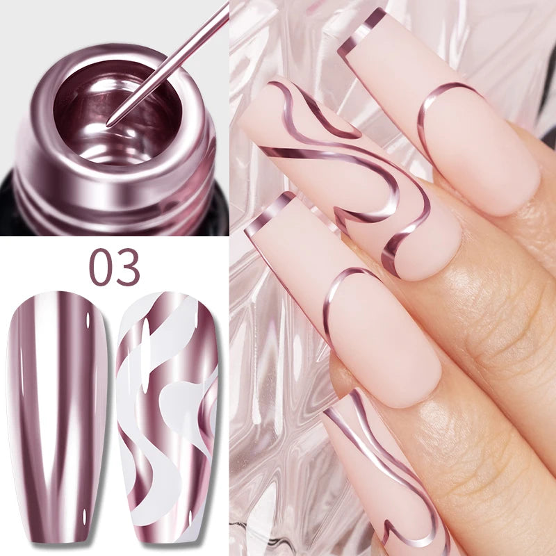 Gel Nail Polish Metallic Liner Gel: Gold & Silver Chrome Nail Polish