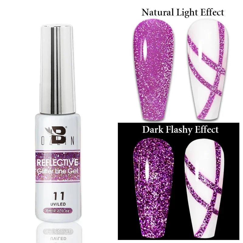 Gel Nail Polish Metallic Liner Gel: Gold & Silver Chrome Nail Polish