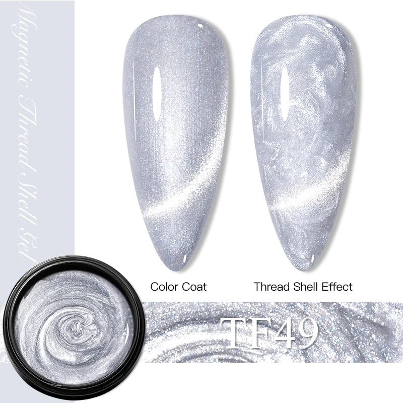 3D Thread Shell Gel Nail Polish - White, Pink, Purple Pearl