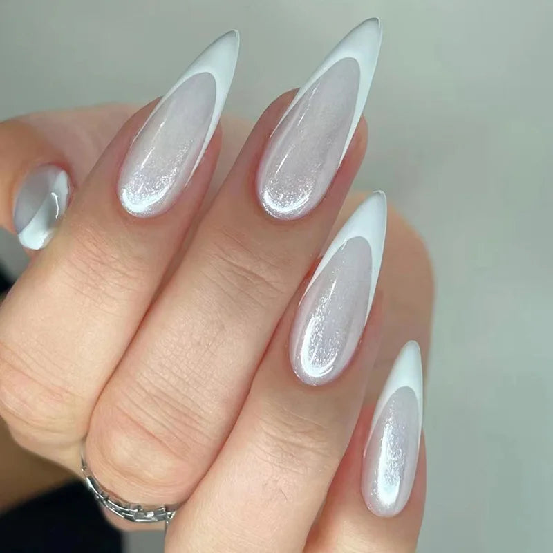 Long Stiletto Almond False Nails - 24Pcs with Glue