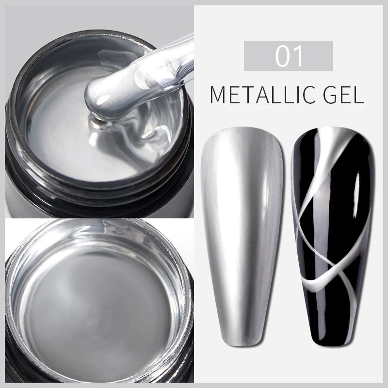 Gel Nail Polish Metallic Liner Gel: Gold & Silver Chrome Nail Polish