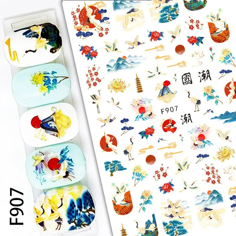3D Nail Art Decals: Vintage Roses & Butterflies Stickers