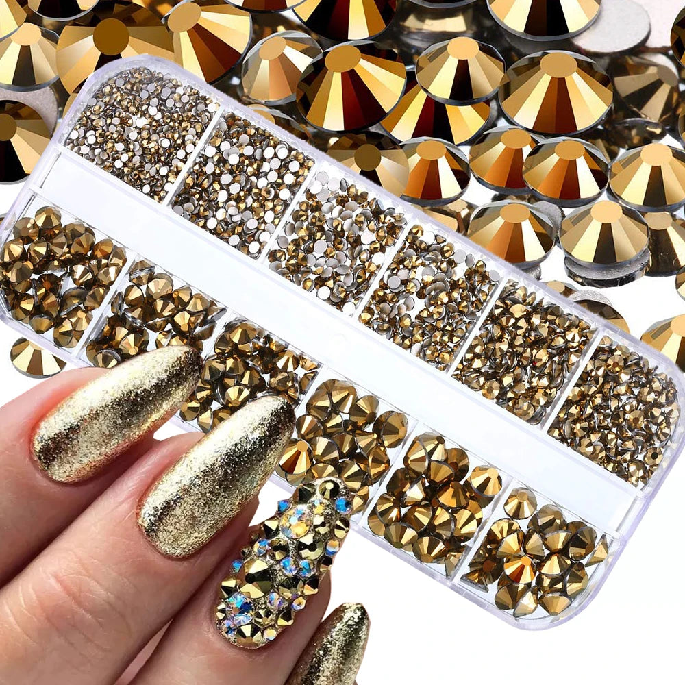 Nail Gems Kit 2400pcs: Sparkling Rhinestones with Organizer