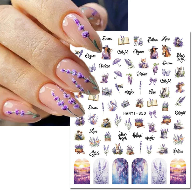 3D Nail Art Decals: Vintage Roses & Butterflies Stickers