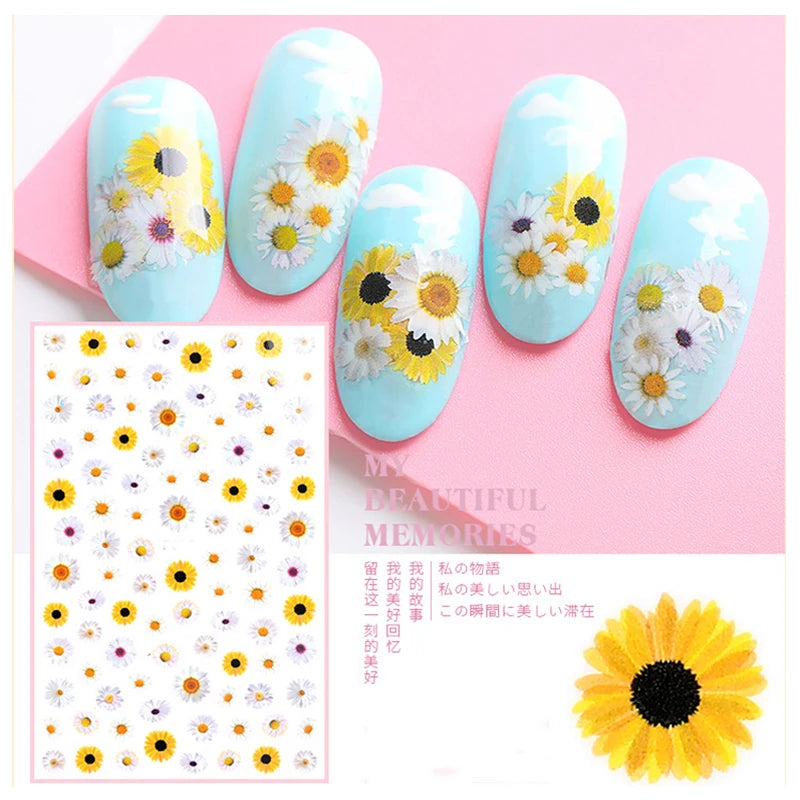 3D Nail Art Decals: Vintage Roses & Butterflies Stickers