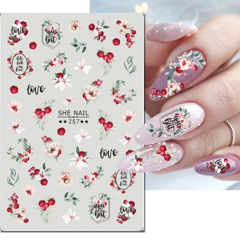 3D Nail Art Decals: Vintage Roses & Butterflies Stickers