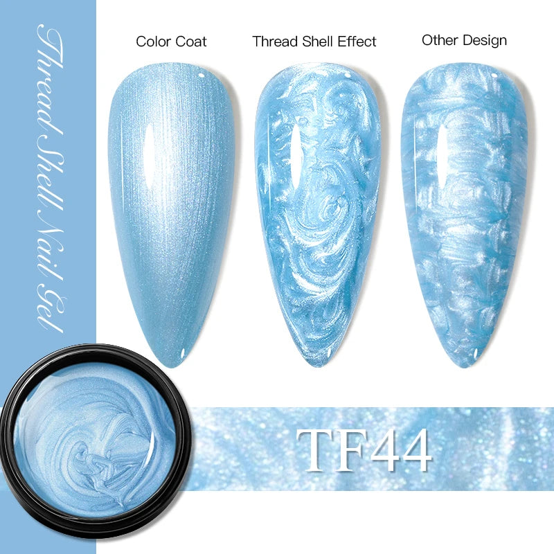 3D Thread Shell Gel Nail Polish - White, Pink, Purple Pearl