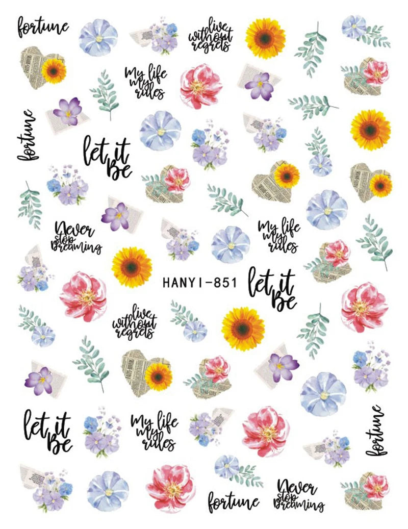 3D Nail Art Decals: Vintage Roses & Butterflies Stickers