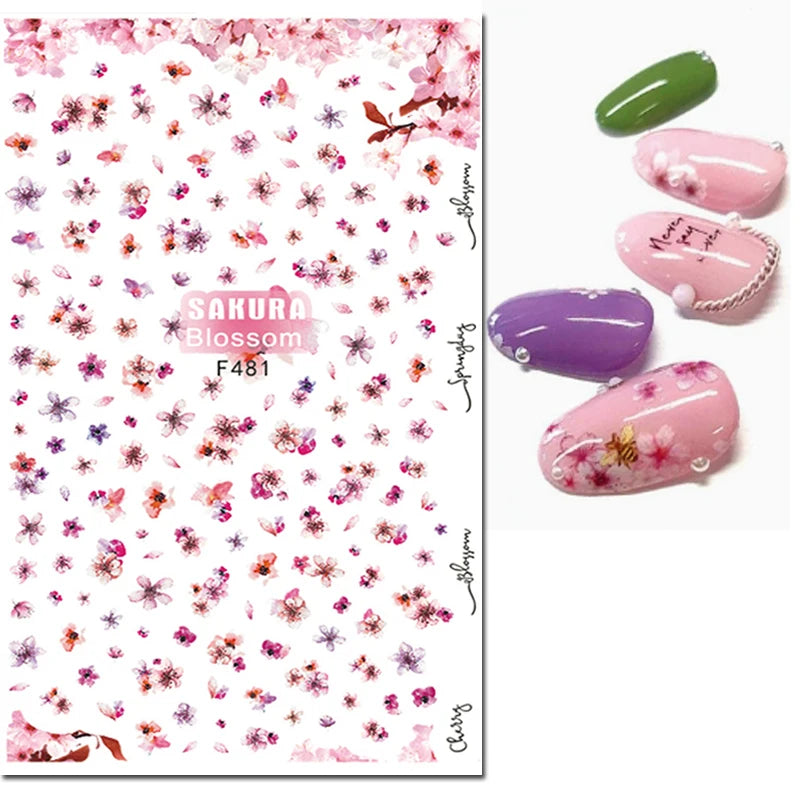 3D Nail Art Decals: Vintage Roses & Butterflies Stickers