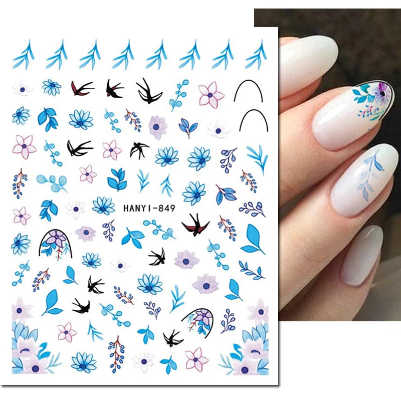 3D Nail Art Decals: Vintage Roses & Butterflies Stickers