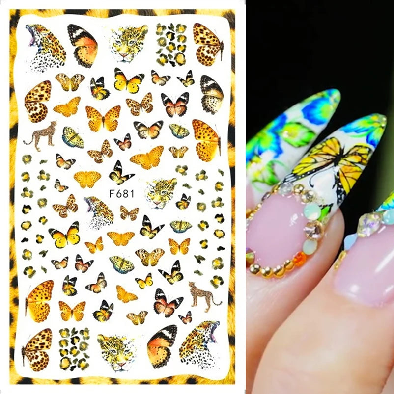 3D Nail Art Decals: Vintage Roses & Butterflies Stickers