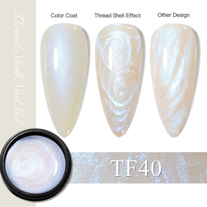 3D Thread Shell Gel Nail Polish - White, Pink, Purple Pearl